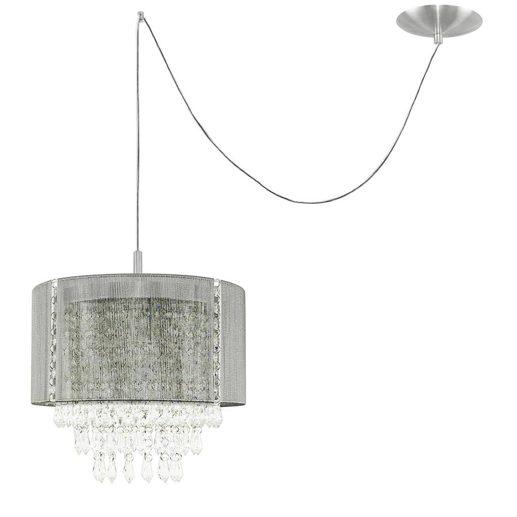 Pendente Manucrillic Clearfio Cinza Com Cristal + Deslocador