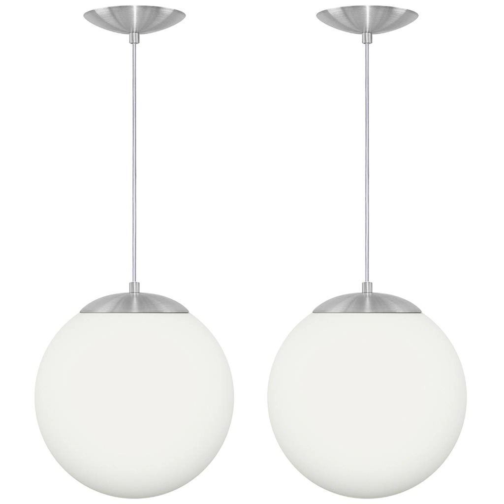 Kit 2 Pendentes Orby Bola Globo Grande 23 Cm Escovado