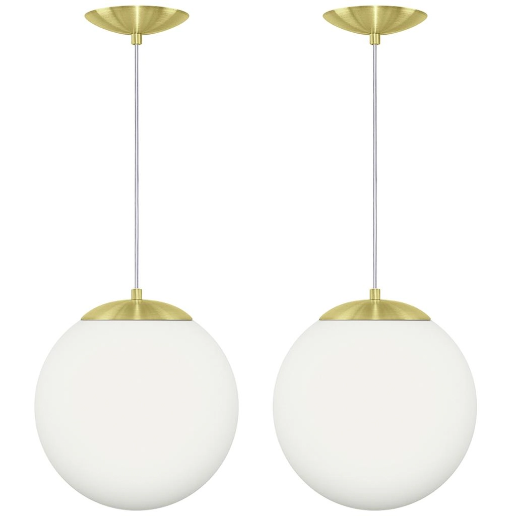 Kit 2 Pendentes Orby Bola Globo Grande 23 Cm Dourado