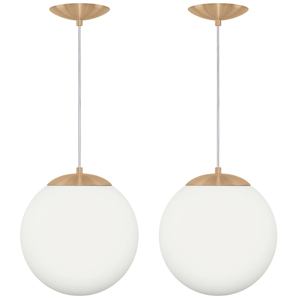 Kit 2 Pendentes Orby Bola Globo Grande 23 Cm New Cobre