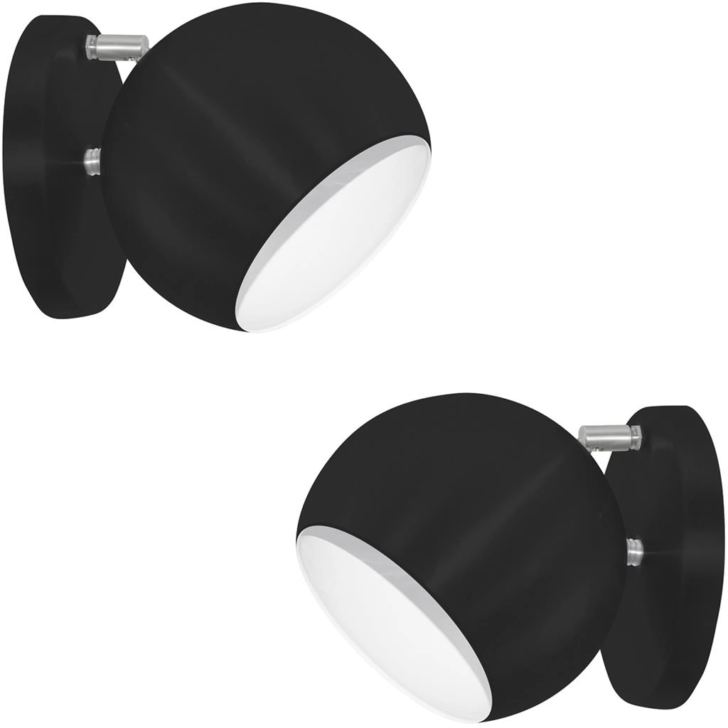 Kit 2 Arandelas Articuladas Retrô Bola Preto/branco