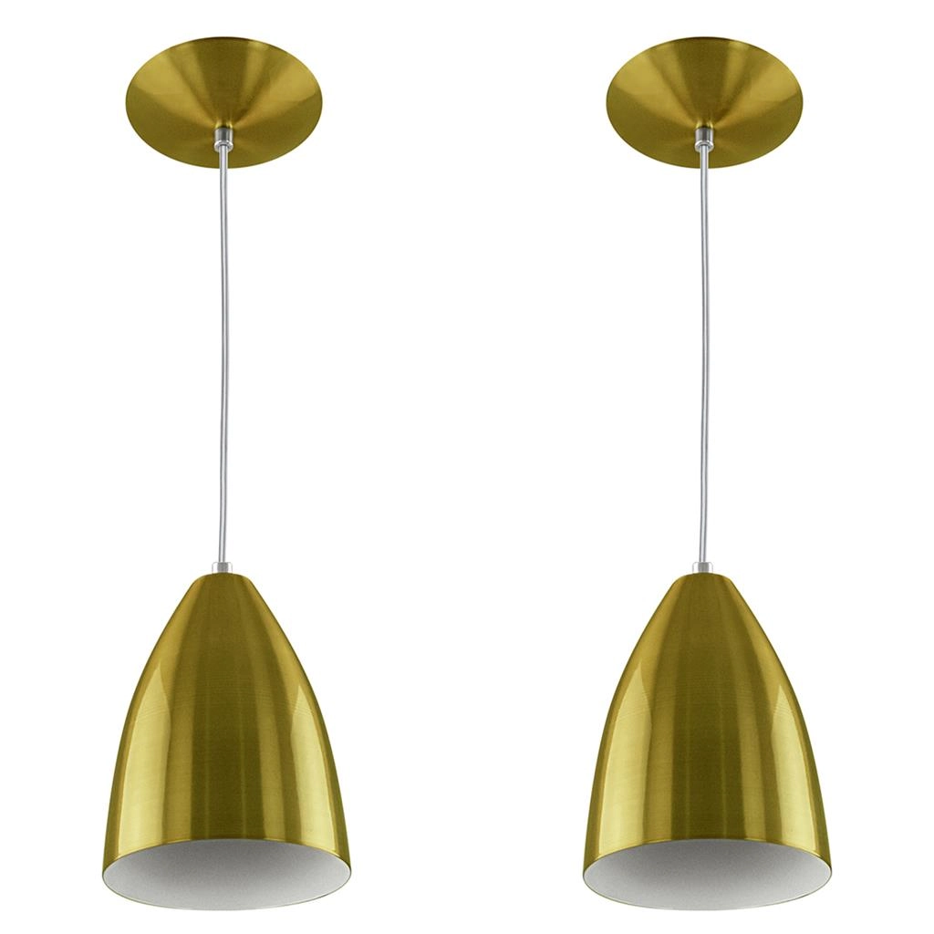 Kit 2 Pendentes Vegas Premium Gourmet Em Aluminio Dourado
