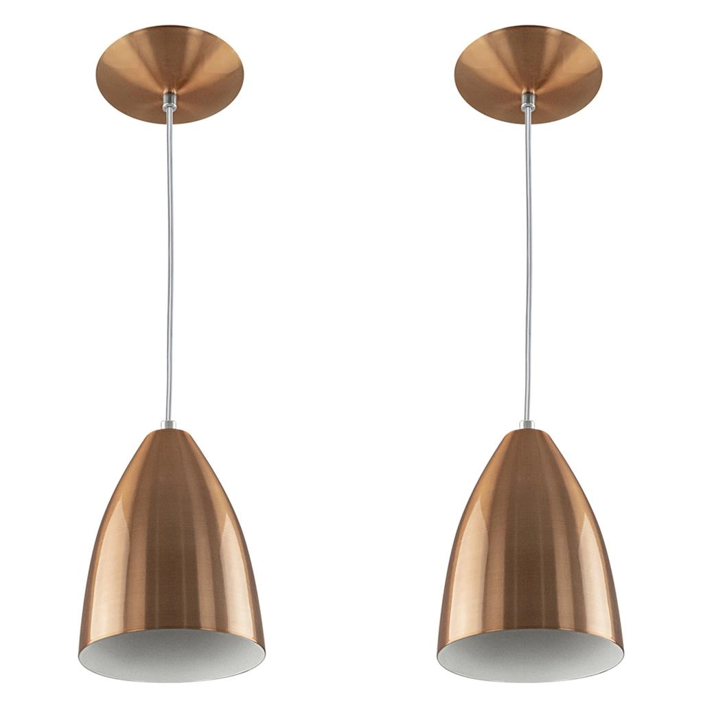 Kit 2 Pendentes Vegas Premium Gourmet Em Aluminio New Cobre
