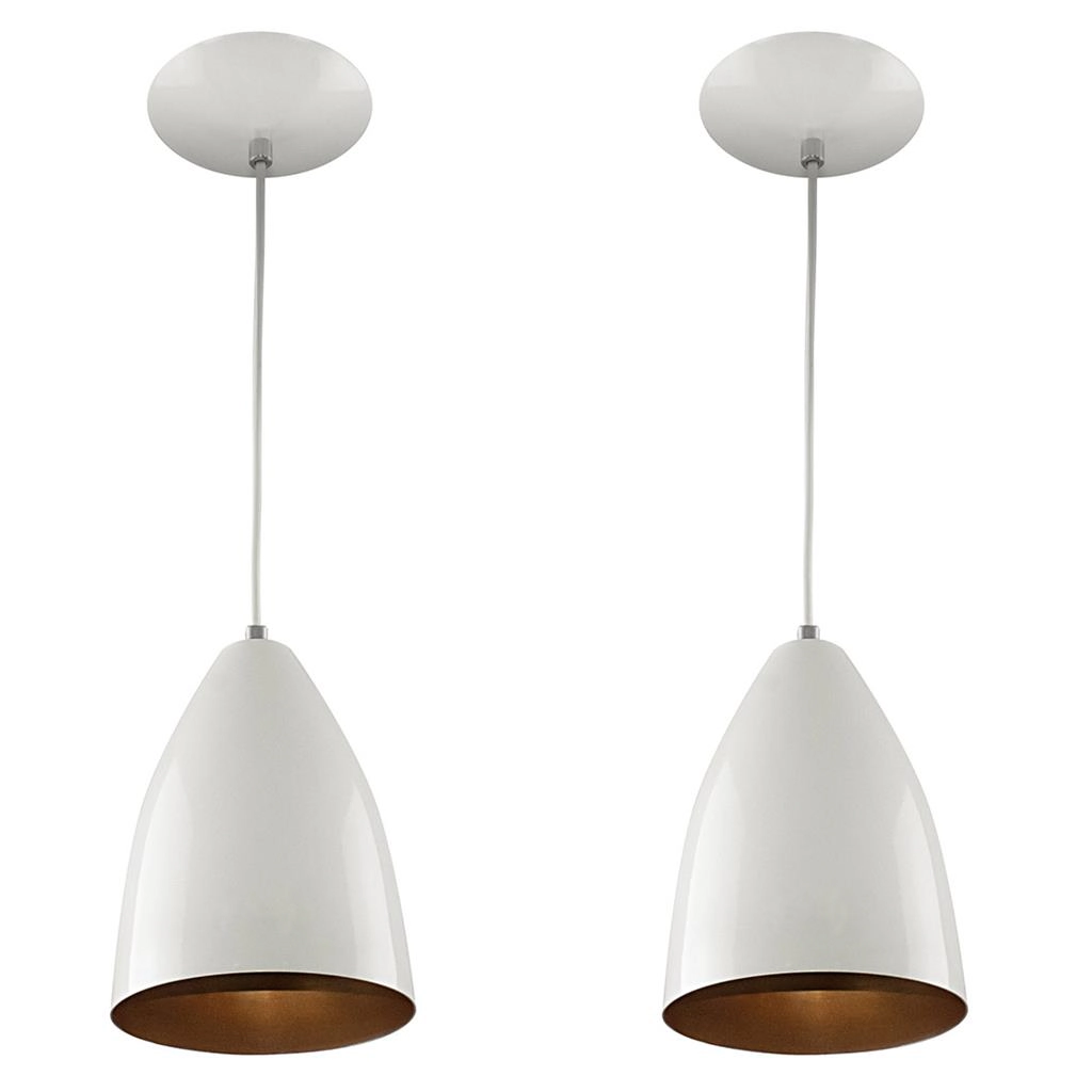 Kit 2 Pendentes Vegas Premium Gourmet Aluminio Branco/cobre