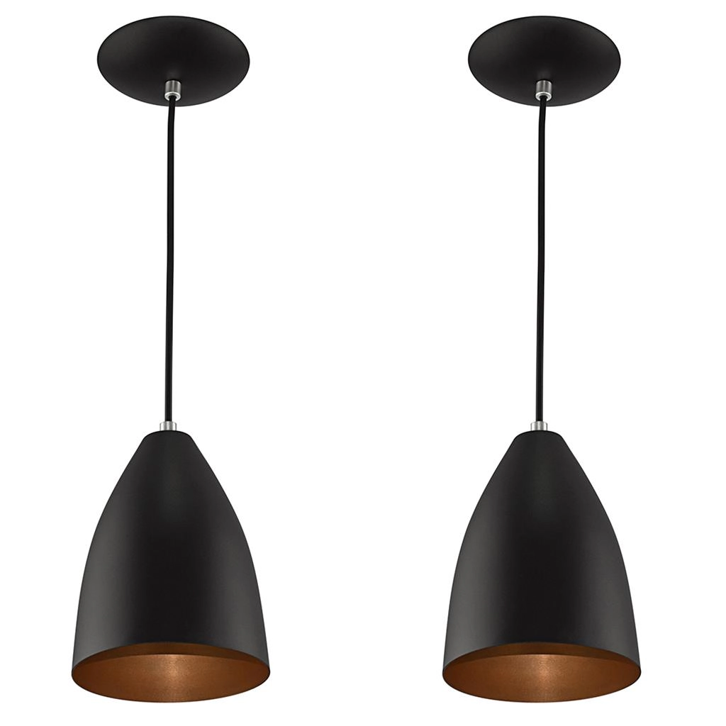 Kit 2 Pendentes Vegas Premium Gourmet Aluminio Preto/cobre