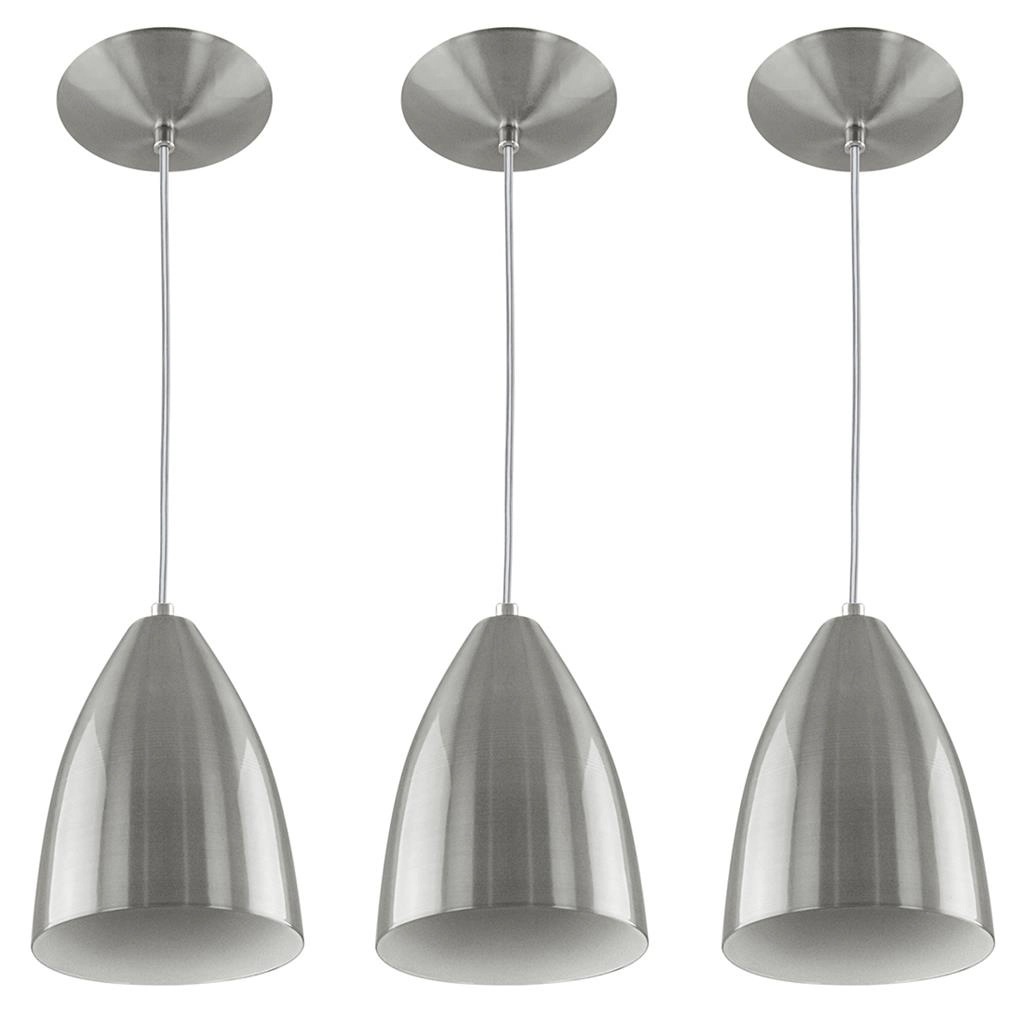 Kit 3 Pendentes Vegas Premium Gourmet Em Aluminio Escovado