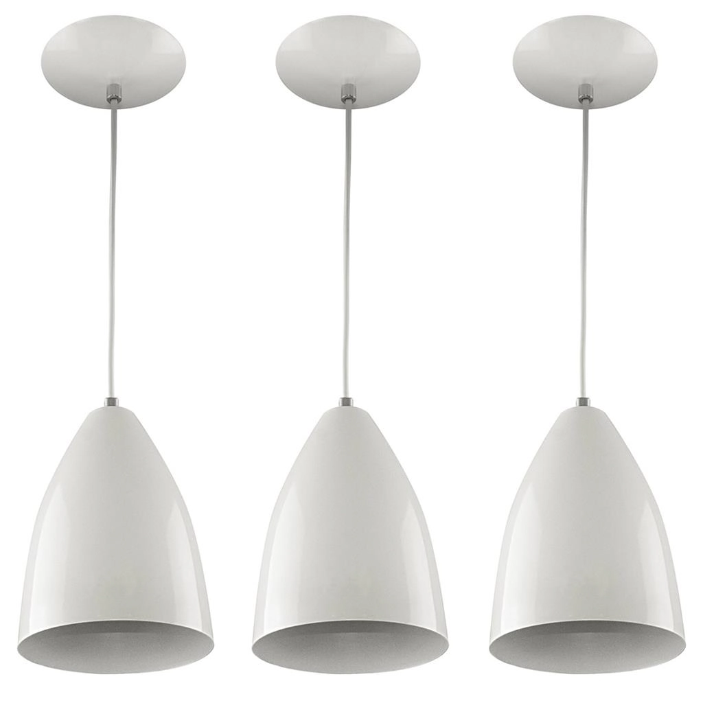 Kit 3 Pendentes Vegas Premium Gourmet Em Aluminio Branco