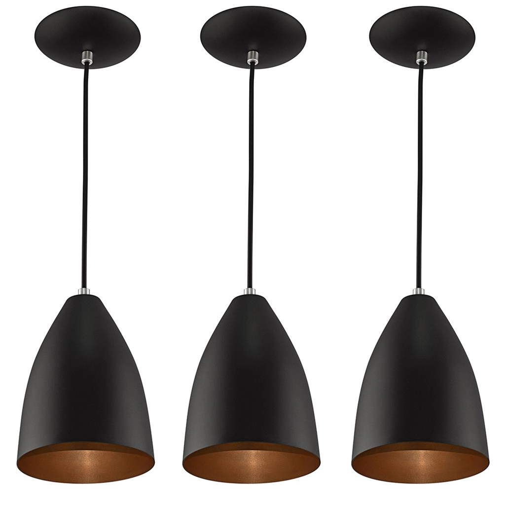 Kit 3 Pendentes Vegas Premium Gourmet Aluminio Preto/cobre