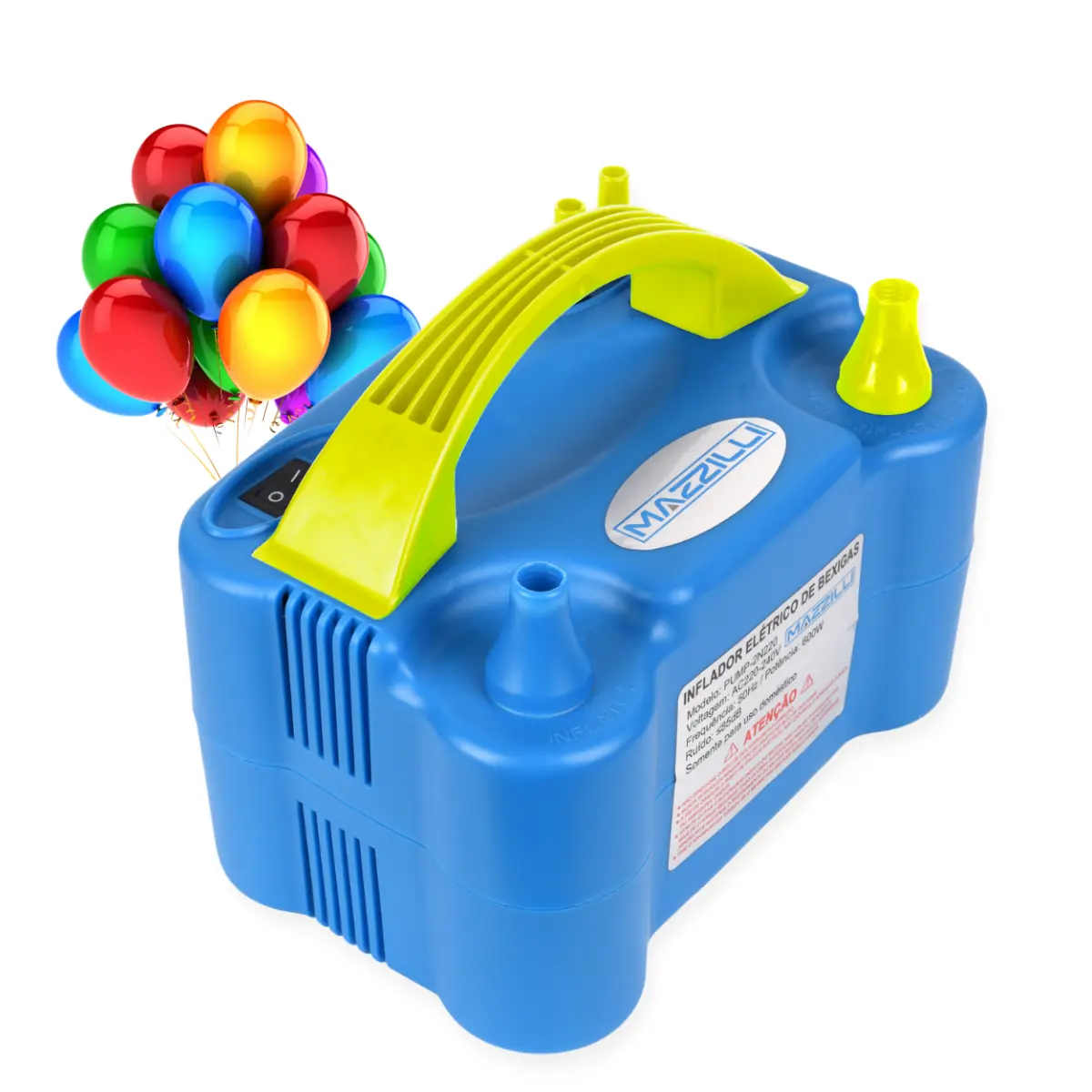 Inflador Compressor Balão Bexiga 2 Bico Festa Aniversário Azul110v