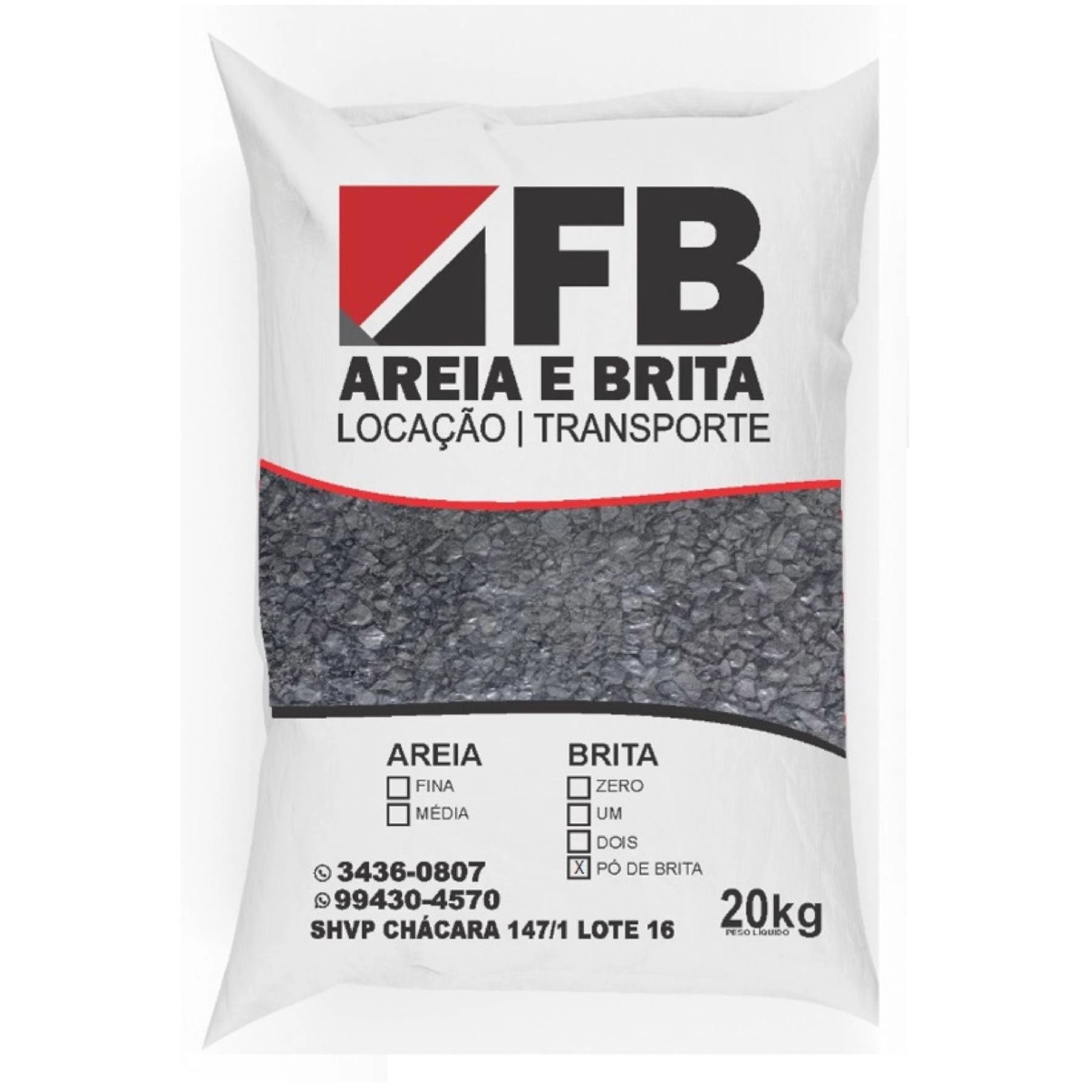 Pó de Brita 20kg FB Areia e Brita