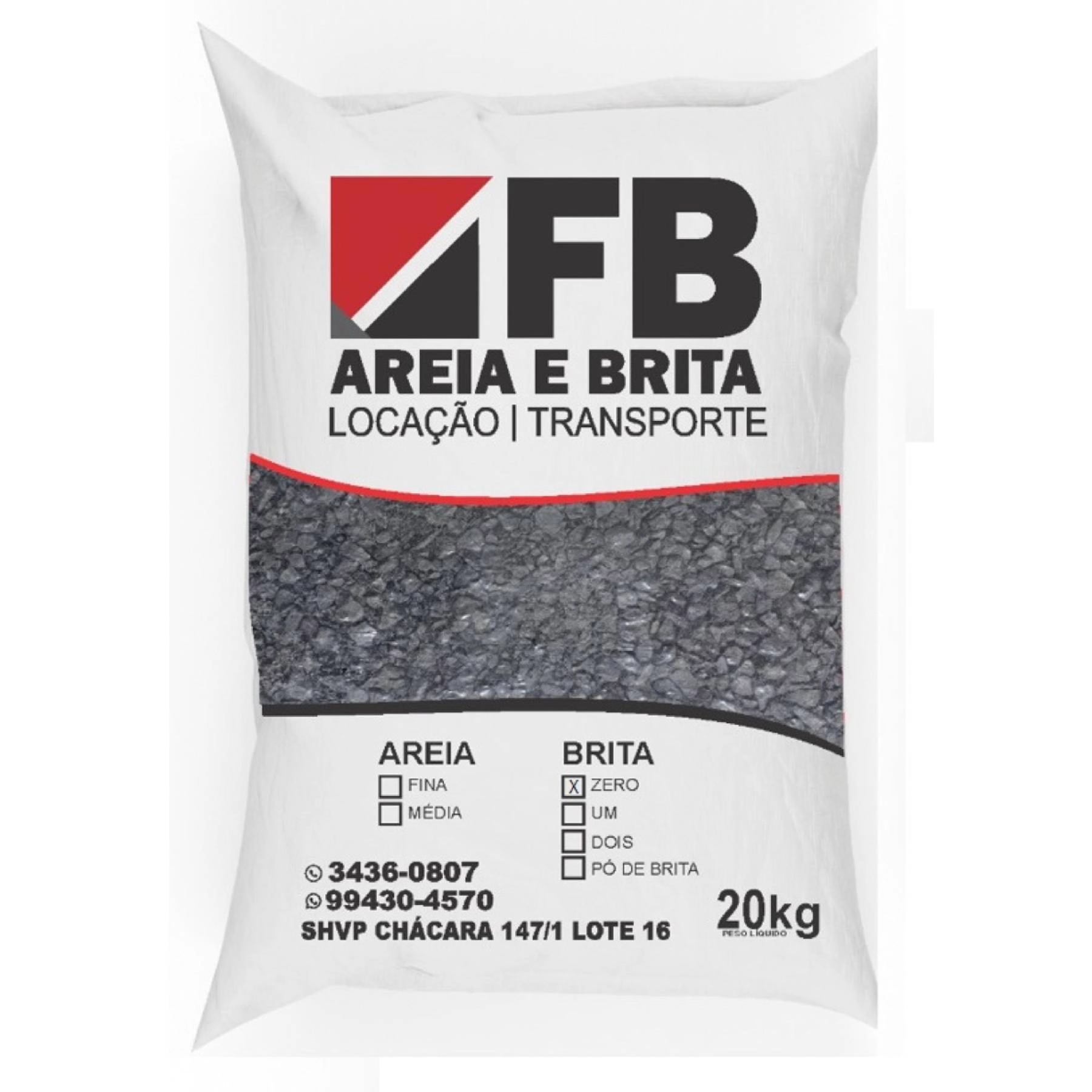 Pedra Britada 0 Saco de 20kg FB Areia e Brita