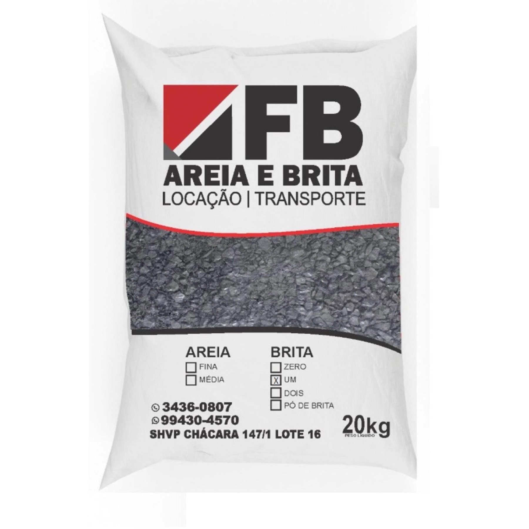 Pedra Britada 1 Saco de 20kg FB Areia e Brita