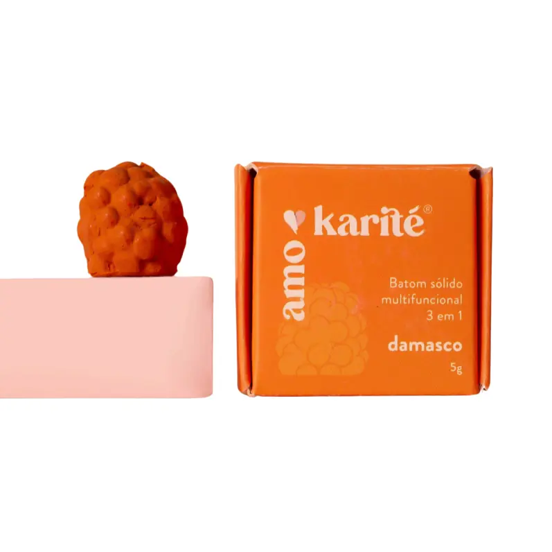 Batom Solido Amokarite Multifuncional 3 Em 1 Damasco 10g
