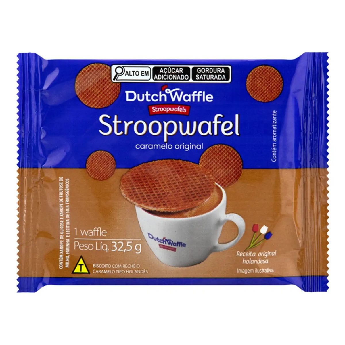 Waffle Recheio Caramelo Dutchwaffle Stroopwafel Pacote 32,5g