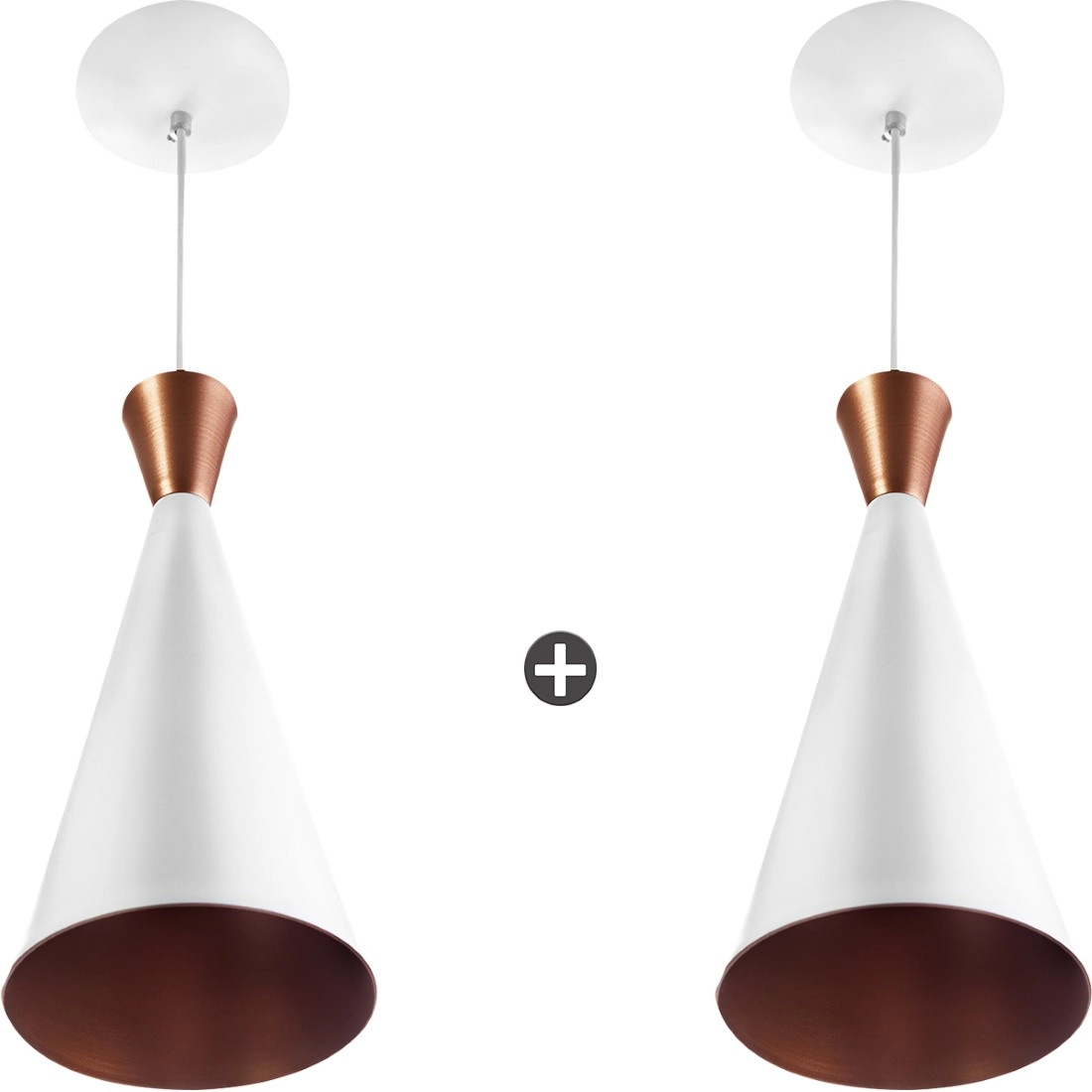 2 Pendentes Cone Branco Canadá Sala Cozinha Churrasqueir