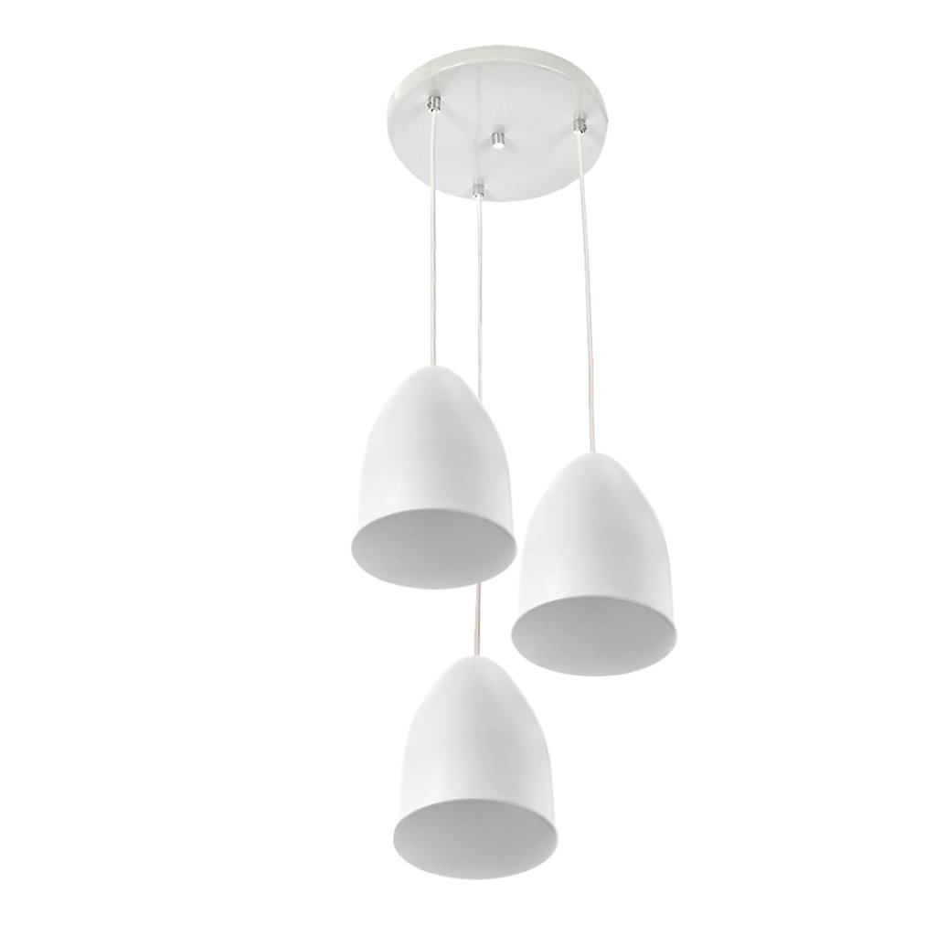 Pendente Vegas Aluminio Triplo Branco Sala Cozinha Quarto