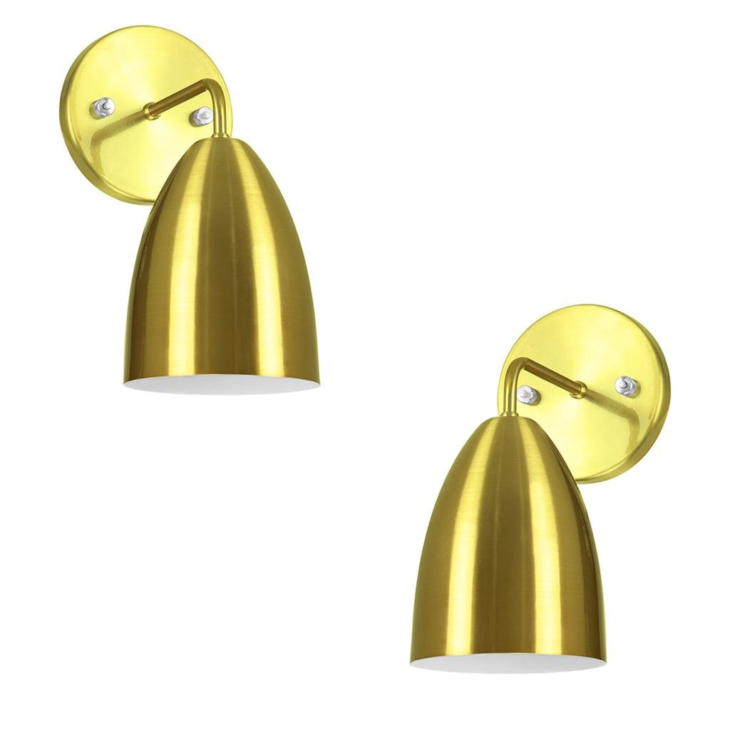 Kit 2 Arandelas Aluminio Vegas Dourado Sala Quarto Corredor