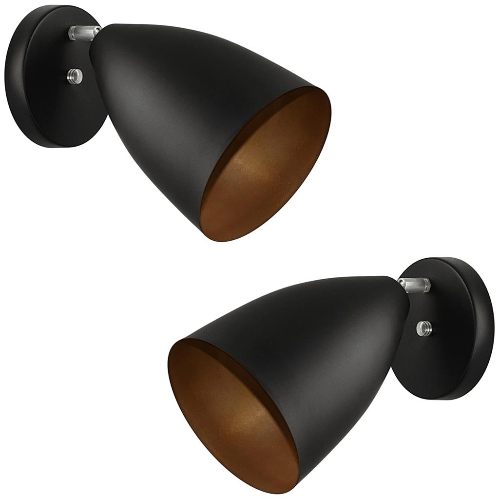 Kit 2 Arandelas Articulada Retro Vegas Gourmet Preto/cobre