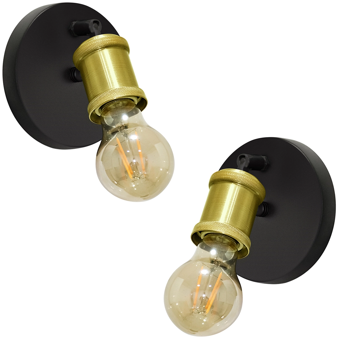Kit 2 Arandelas Articulada Nordic Spot Preto/dourado