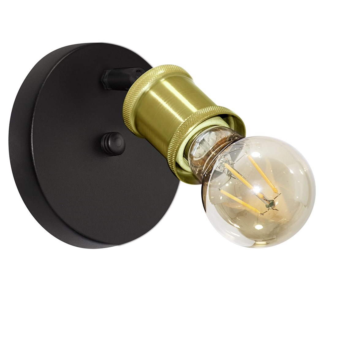 Arandela Articulada Nordic Spot Preto/dourado + Lampada A60