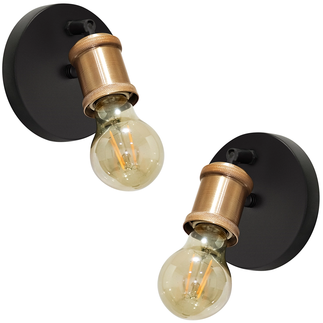 2 Arandelas Articulada Nordic Spot Preto/cobre + Lamp. A60