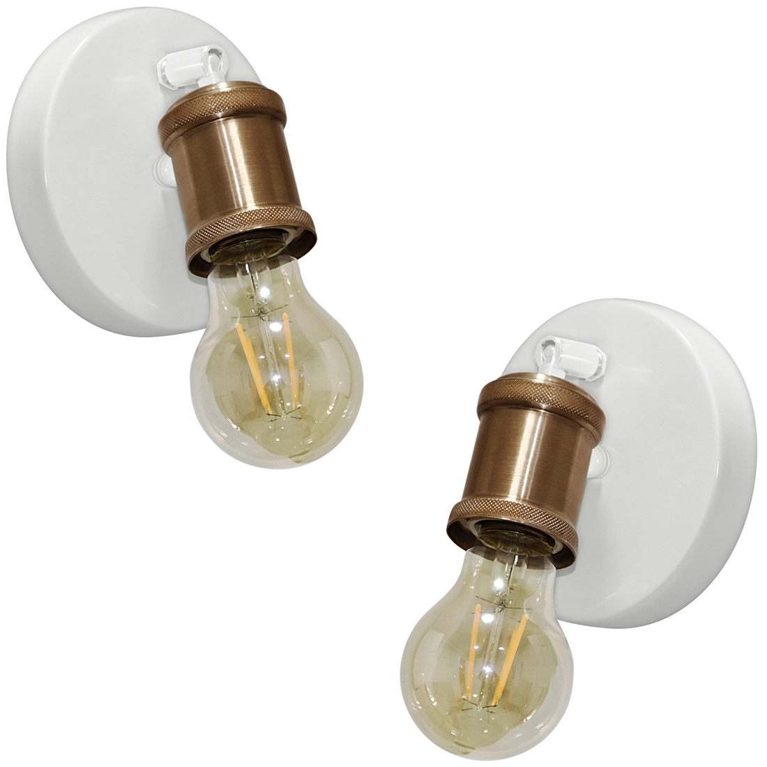 2 Arandelas Articulada Nordic Spot Branco/cobre + Lamp. A60