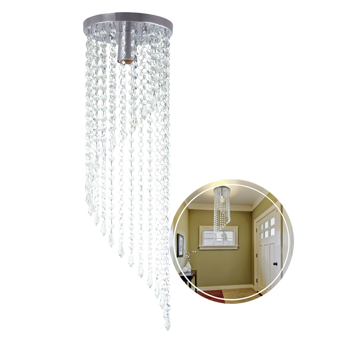 Plafon Gabi Long De Cristal Acrilico Redondo Magnifico