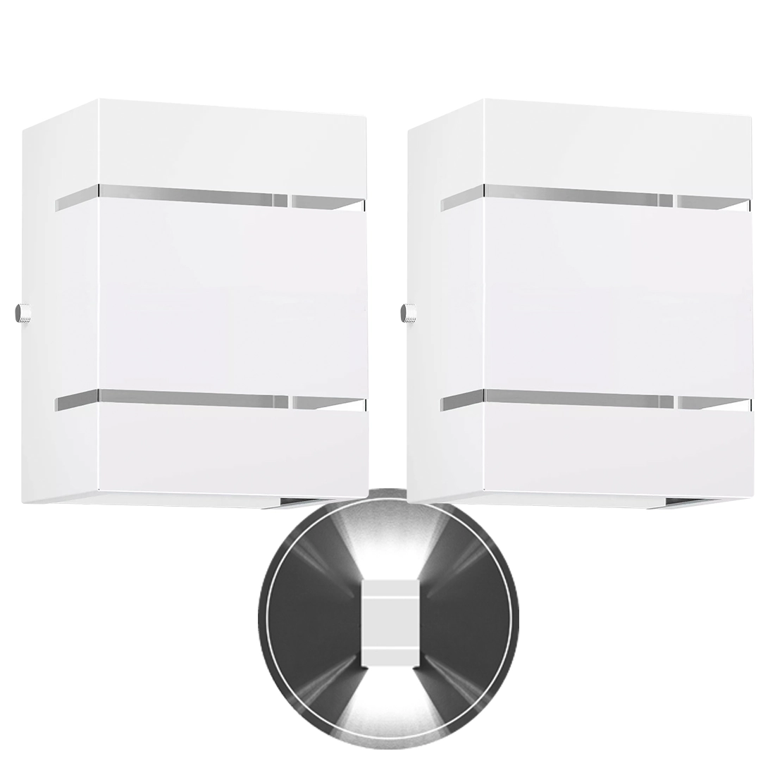 2 Arandelas Externa 2 Frisos Foco Fachos Parede Muro Branco
