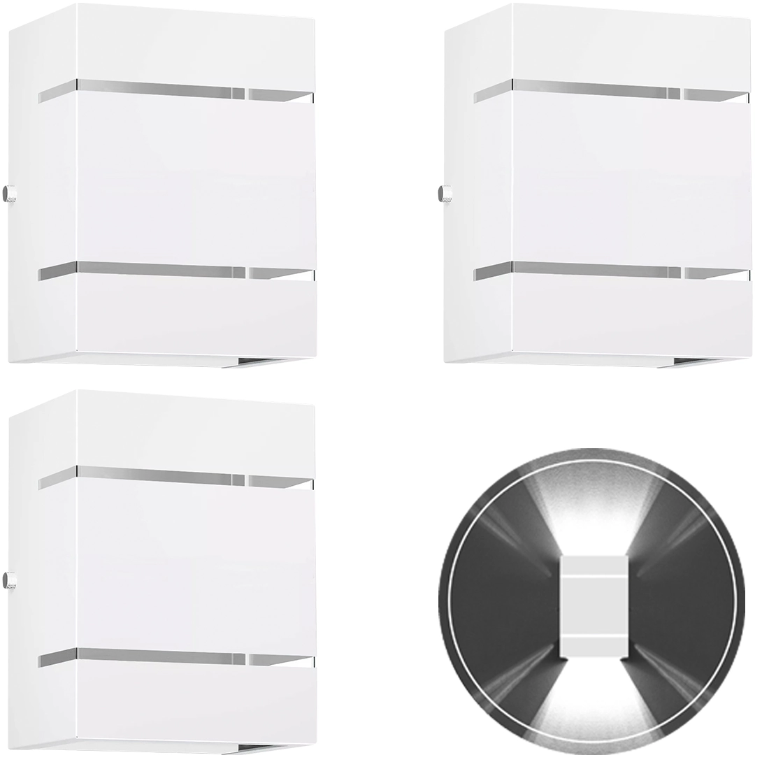 3 Arandelas Externa 2 Frisos Foco Fachos Parede Muro Branco
