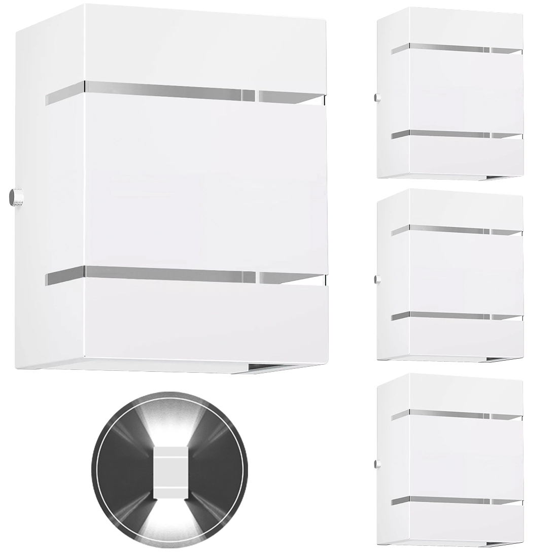 4 Arandelas Externa 2 Frisos Foco Fachos Parede Muro Branco