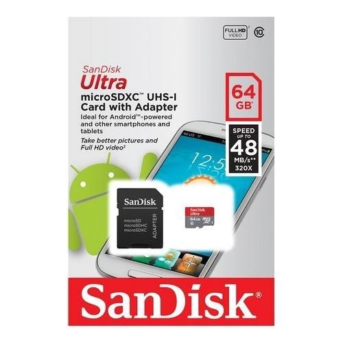 Cartao De Memoria 64gb Micro Sd Sandisk Cl10 Sdsqunr-064g-gn3ma