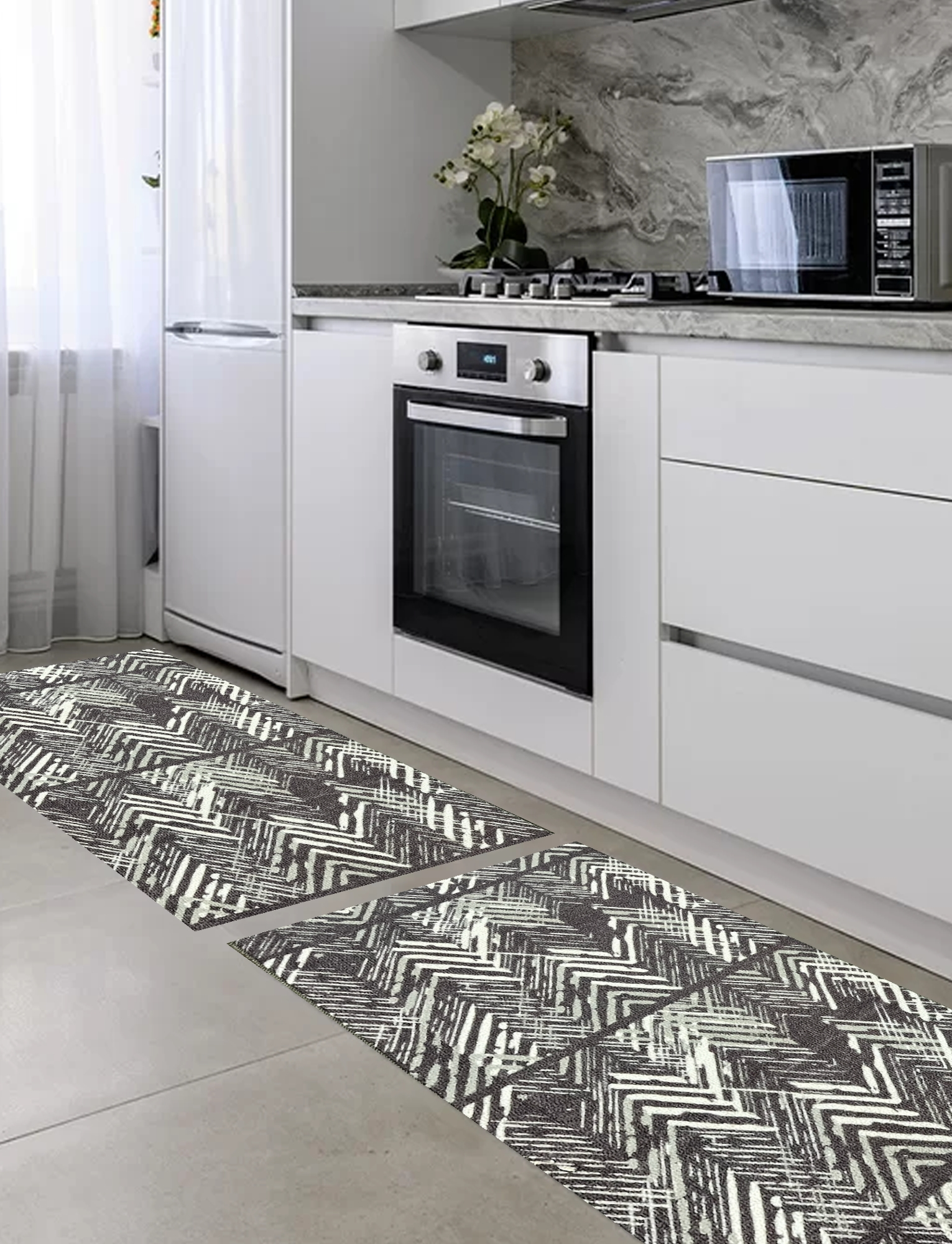 Kit Tapete Cozinha Cinza 50x120cm 40x60cm 2pcs P130 Her Comercio