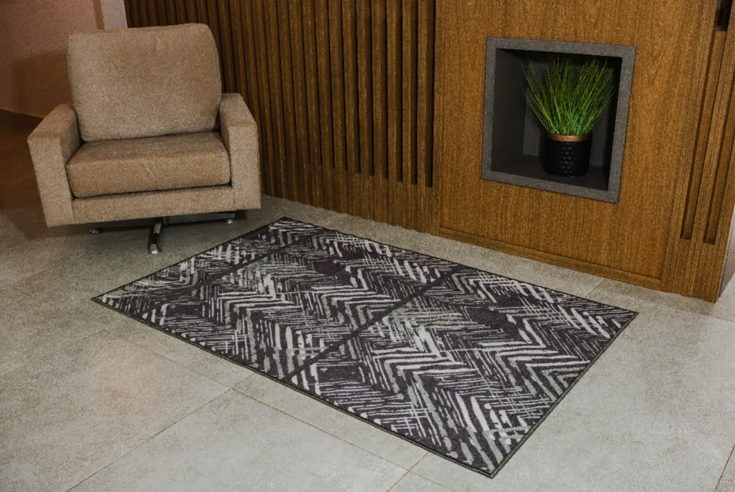 Tapete Estampado Cinza 100x160cm P118 Her Comercio