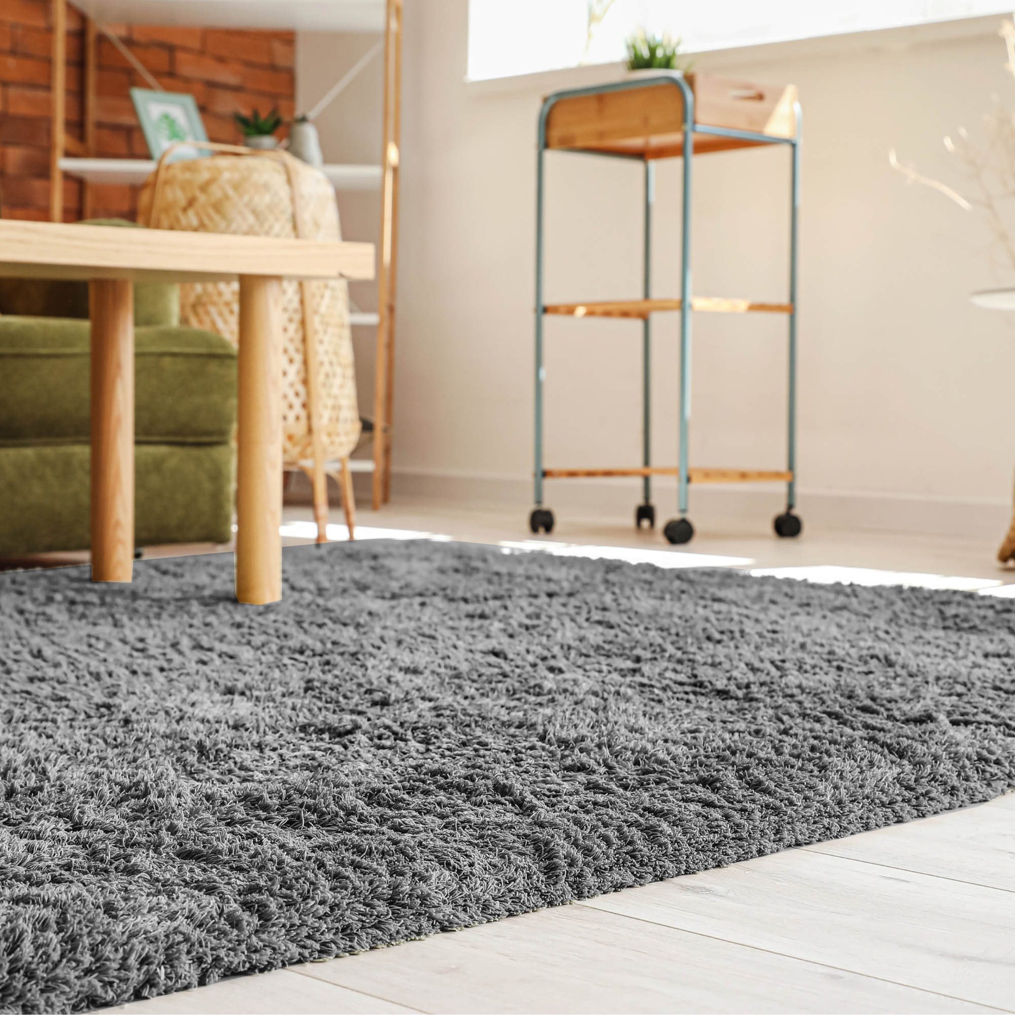 Tapete Mira Shag Cinza 100x160cm P112 Her Comercio