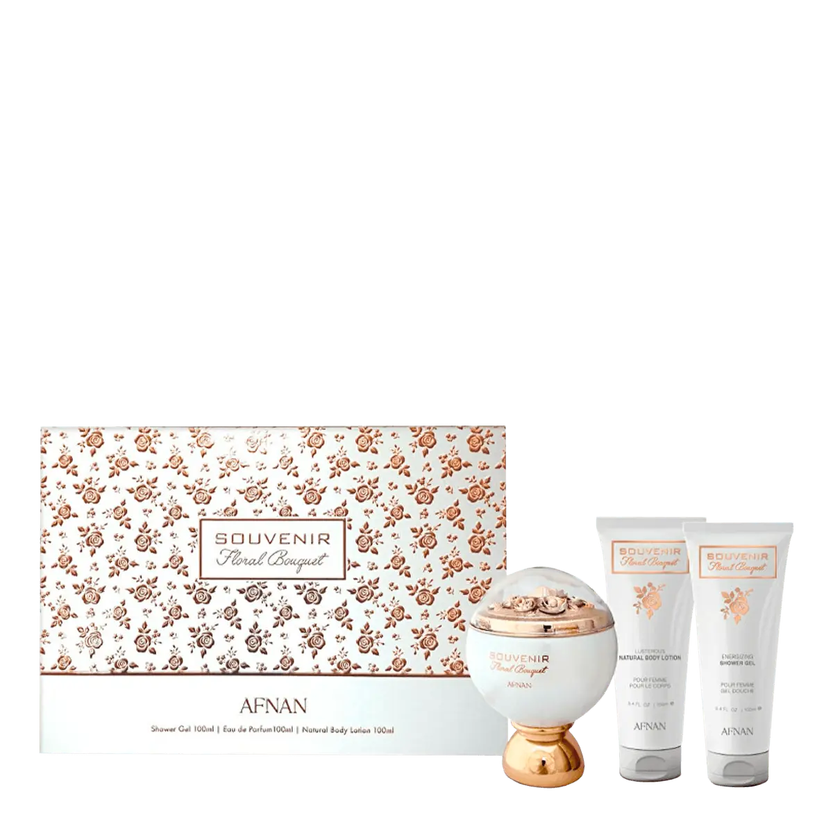 Kit Afnan Souvenir Floral Bouquet Feminino - Edp 100ml + Sg 100ml + Bl 100ml NULO