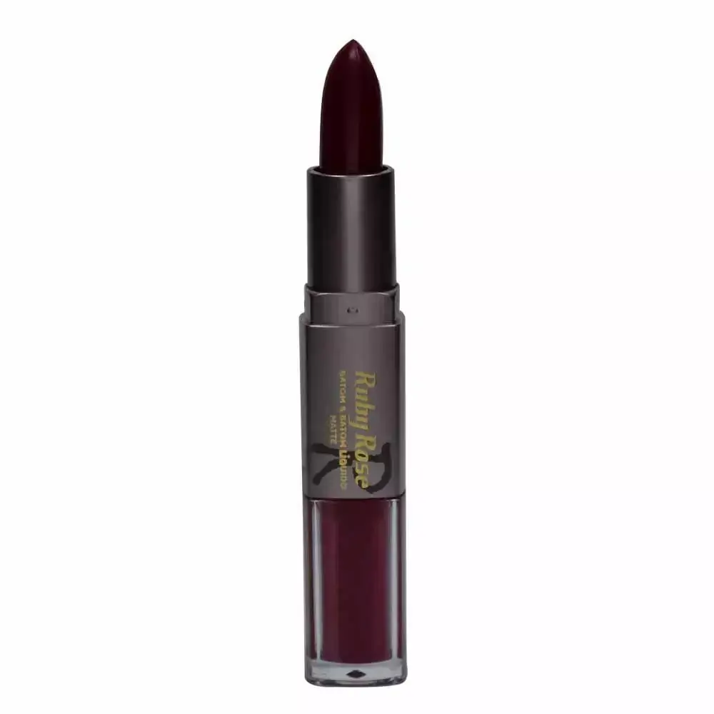 Batom 2 em 1 Ruby Rose Duo Matte Bordô - 075
