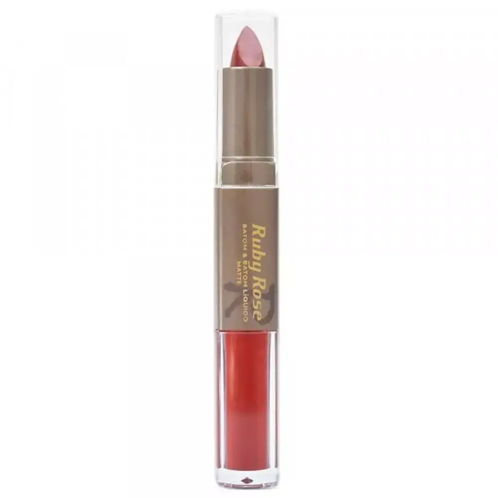 Batom 2 em 1 Ruby Rose Duo Matte vermelho intenso - 199