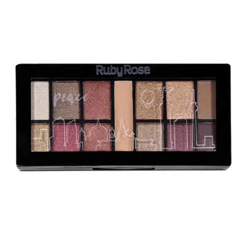 Paleta Ruby Rose Sombra 12 Cores 1 Primer 1un