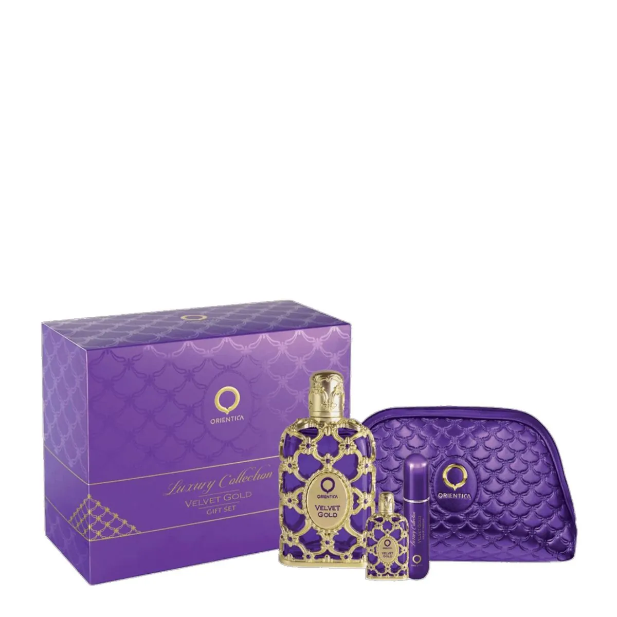 Kit Orientica Velvet Gold Feminino - EDP 80ml + Miniatura 7,5ml + Atomizador + Necessaire Kit