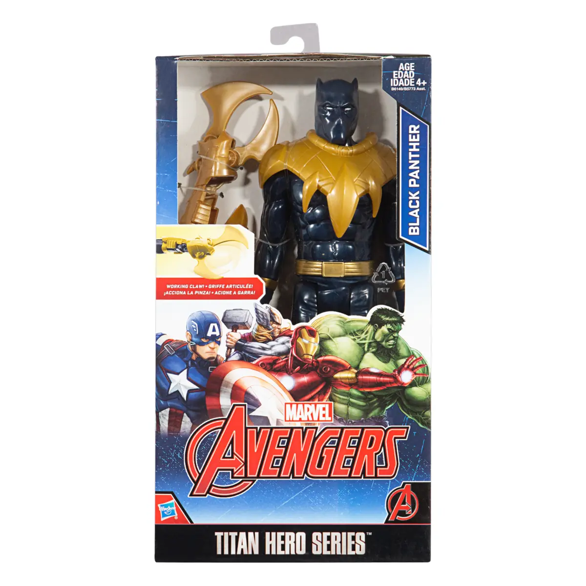Boneco De Brinquedo Avengers Black Panther Com Garra Hasbro Titan Hero Series