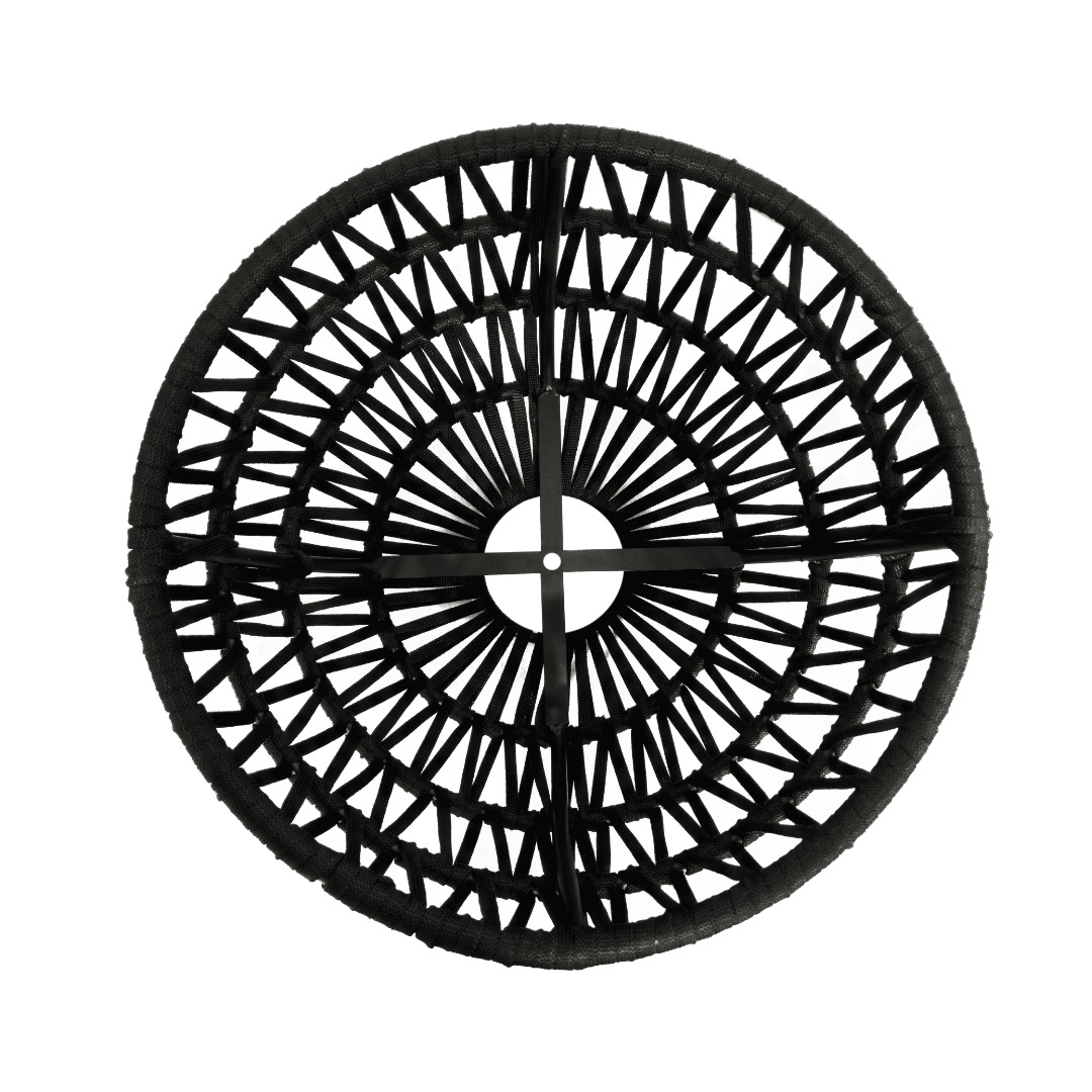 Pendente Externo Oval de Alumínio e Corda Náutica Preto Kyoto Fibrartes