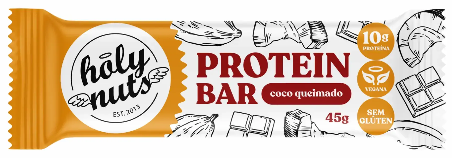 Barra De Proteina Vegana Holy Nuts 45g Coco Queimado