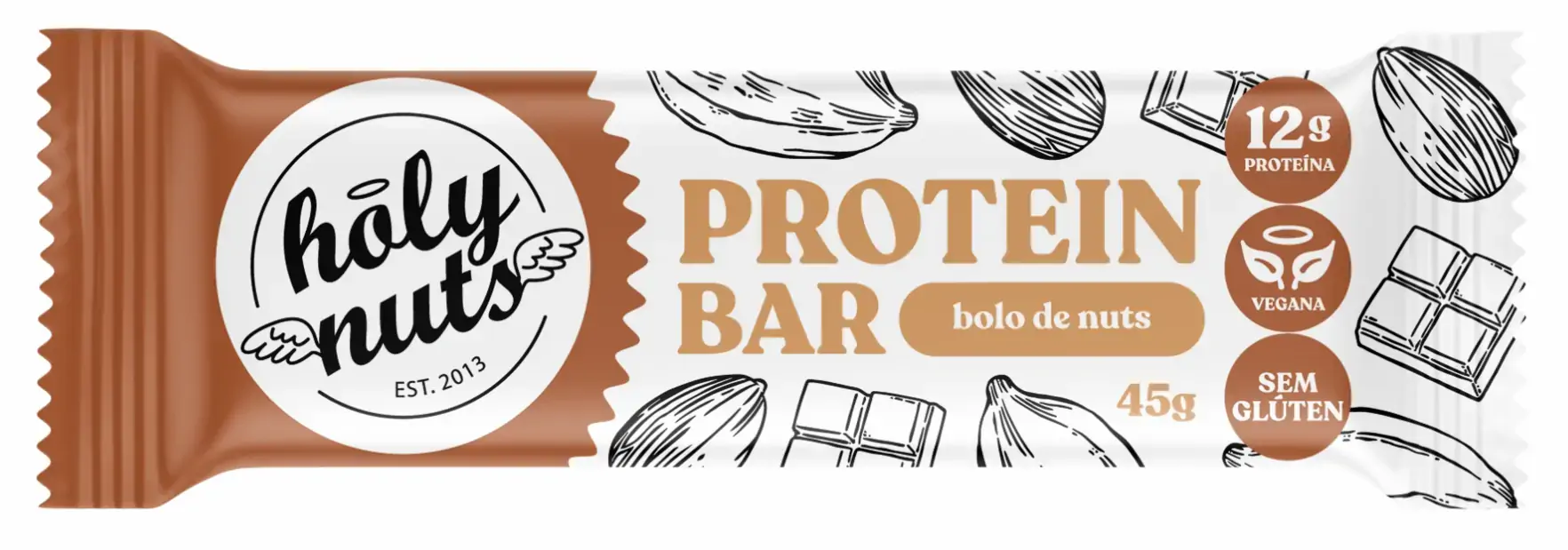 Barra De Proteina Vegana Holy Nuts 45g Bolo De Nuts
