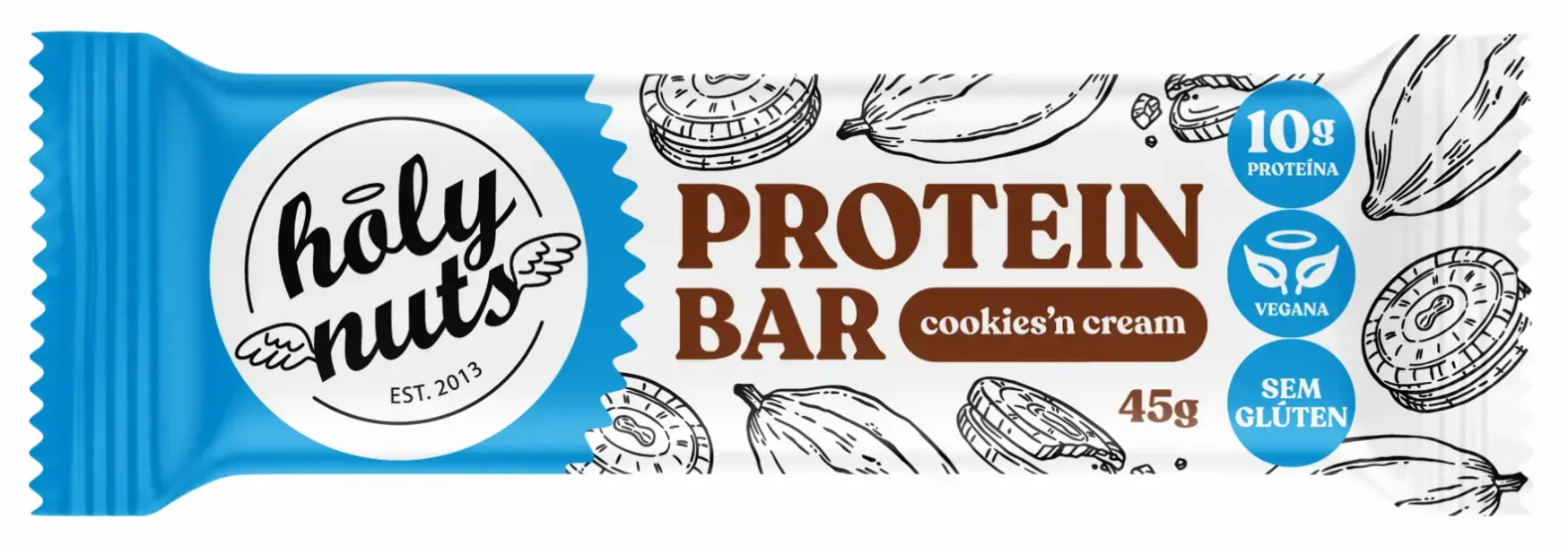 Barra De Proteina Vegana Holy Nuts 45g Cookies N Cream