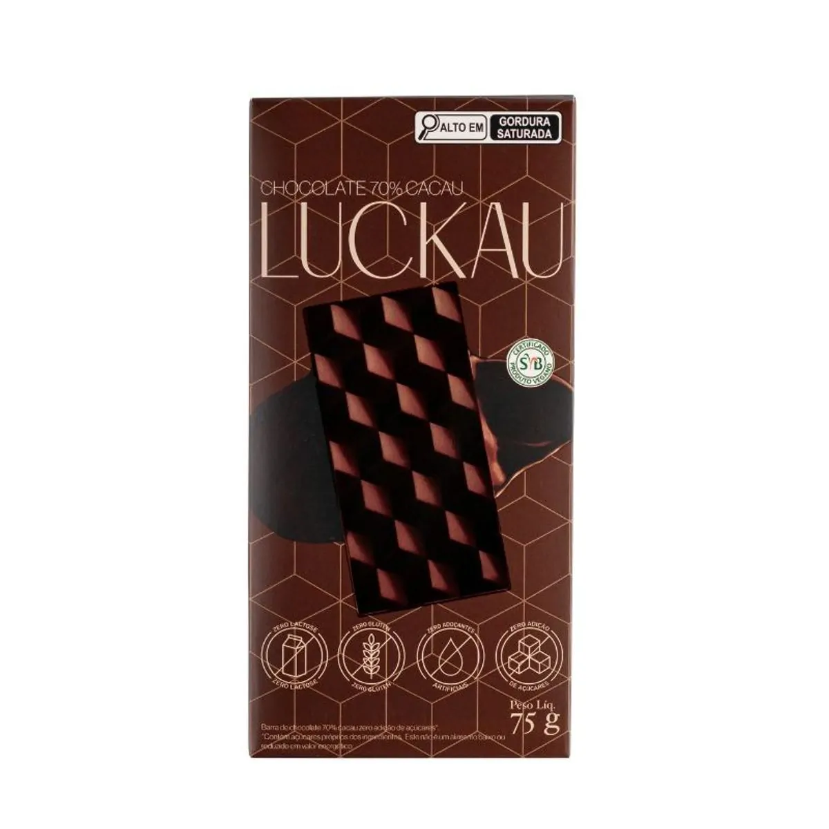 Barra Chocolate 6x75g 70 Cacau Luckau