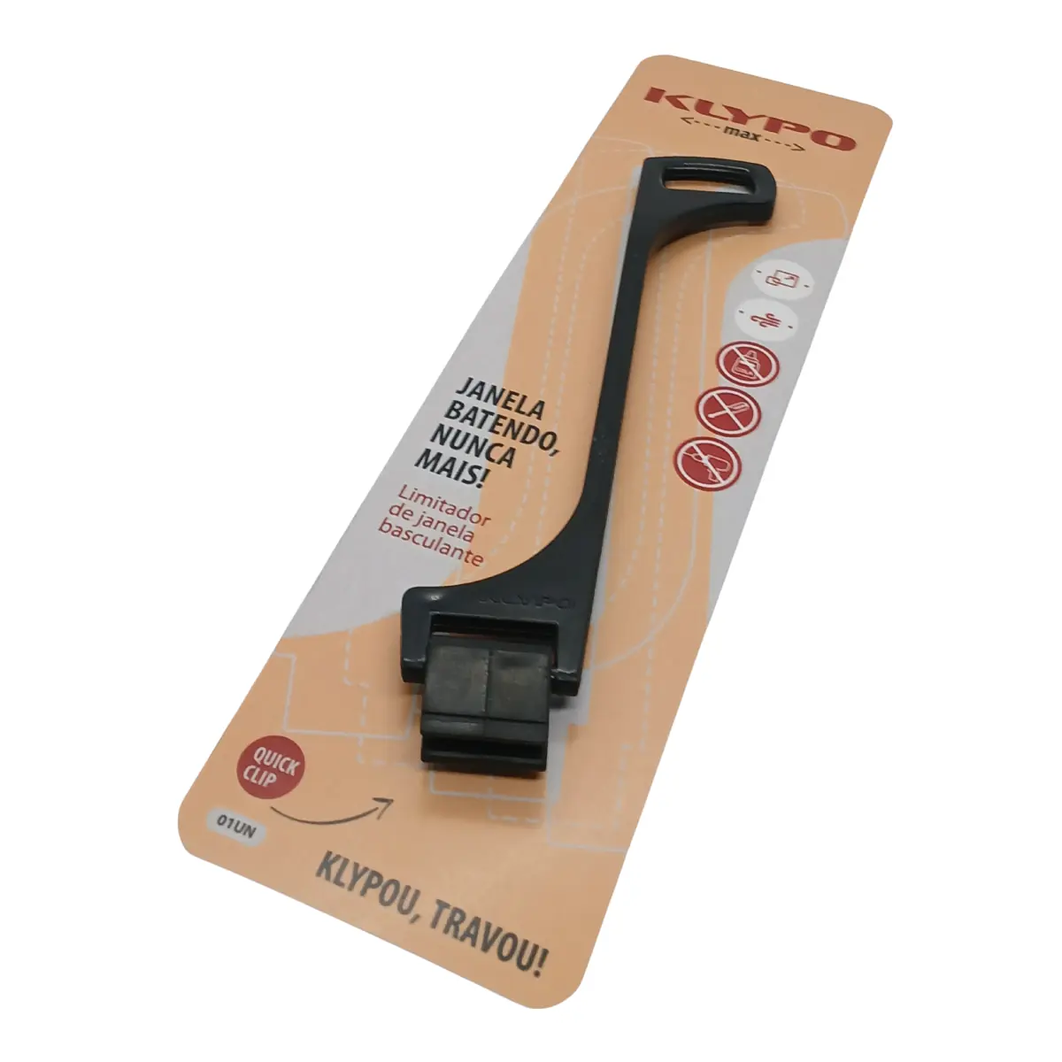 Klypo Max Limitador Da Abertura De Janela Basculante 18 cm Preto