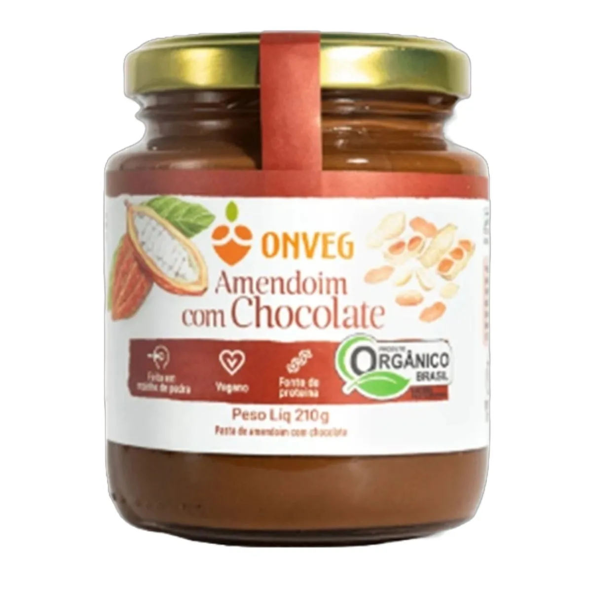 Pasta de Amendoim com Chocolate Orgânico Onveg 210g