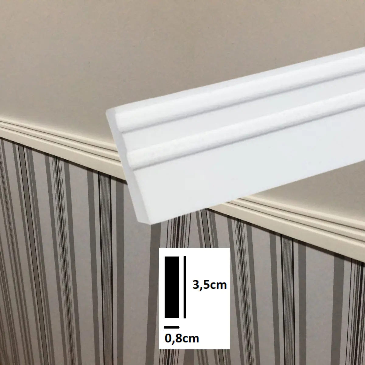 Rodapé Moldura Autocolante Boiserie Roda Meio Flexível 12 Metros Eva 3,5cm X 8mm - 3c2f-branco