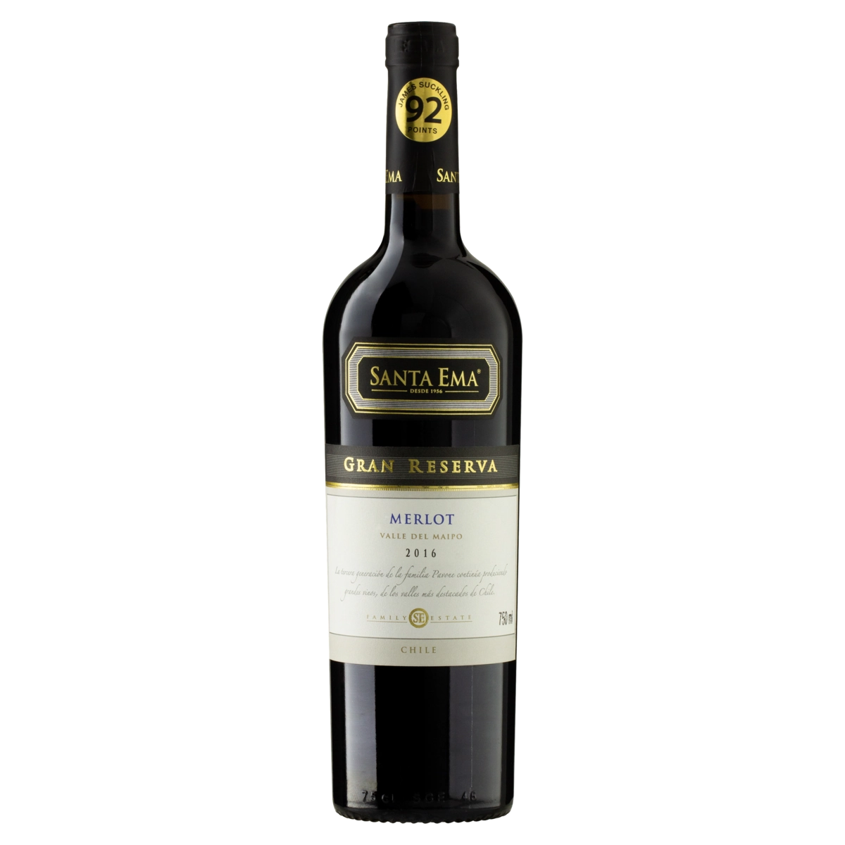 Vinho Chileno Tinto Gran Reserva Santa Ema Merlot Isla De Maipo Garrafa 750ml