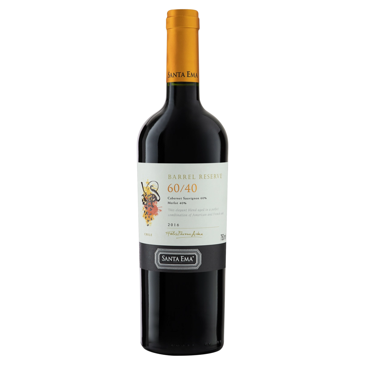 Vinho Chileno Tinto Meio Seco Barrel Reserve 60/40 Santa Ema Cabernet Sauvignon Merlot Garrafa 750ml